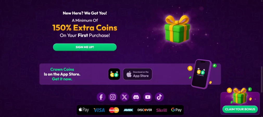 Crowncoins Casino – 150% Bonus + 10 Freispiele für nur 9,99 € sichern